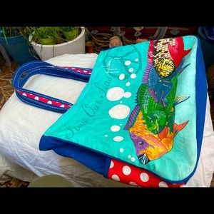 - Guy Harvey huge canvas tote zipper parrot fish nautical bag summer beach…